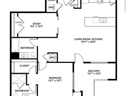 The Lydia: Beds - 1: Baths - 2: SqFt Range - 1116 to 1116