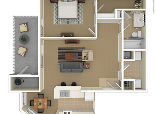 Caroline: Beds - 1: Baths - 1: SqFt Range - 783 to 783