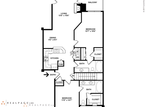 B2 - 2 Bedroom: Beds - 2: Baths - 2: SqFt Range - 1146 to 1146