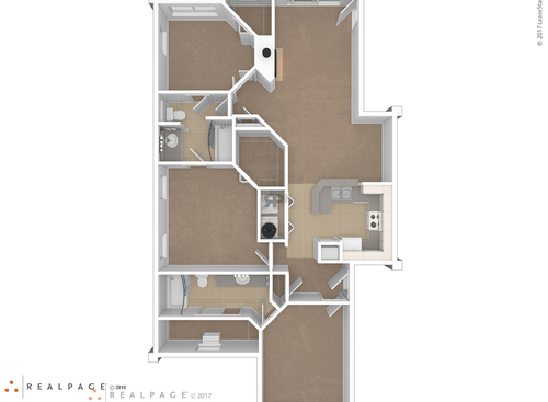 B3 - 2 Bedroom: Beds - 3: Baths - 2: SqFt Range - 1257 to 1257