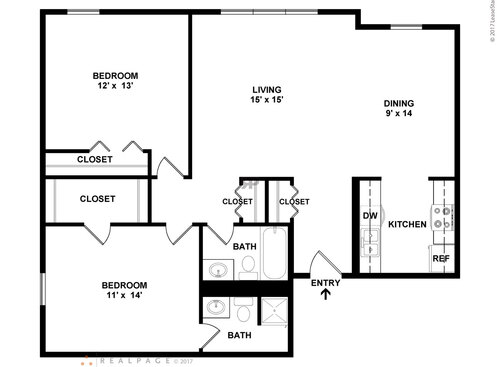 The Clarendon: Beds - 2: Baths - 2: SqFt Range - 1065 to 1065