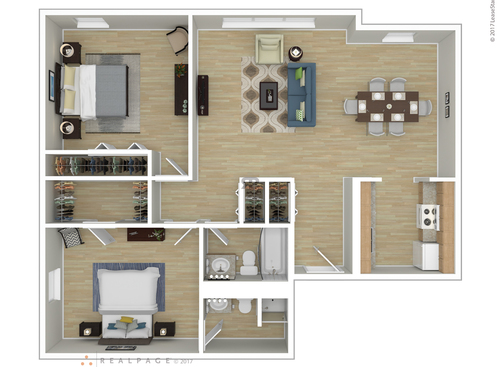 The Clarendon: Beds - 2: Baths - 2: SqFt Range - 1065 to 1065