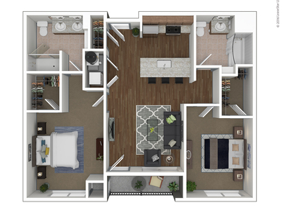 The Georgia A: Beds - 2: Baths - 2: SqFt Range - 1015 to 1015