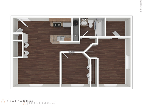 Two Bedroom One Bath: Beds - 2: Baths - 1: SqFt Range - 966 to 966