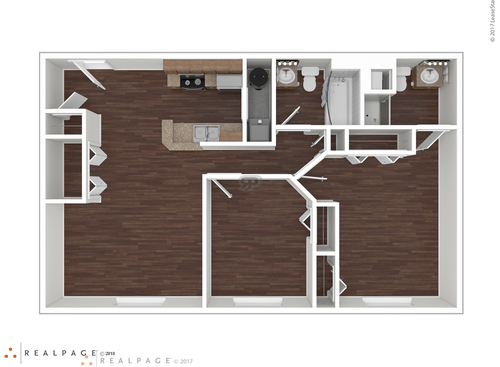 Two Bedroom Two Bath: Beds - 2: Baths - 2: SqFt Range - 957 to 957