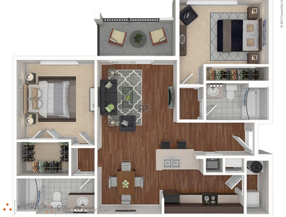 B1: Beds - 2: Baths - 2: SqFt Range - 1038 to 1044