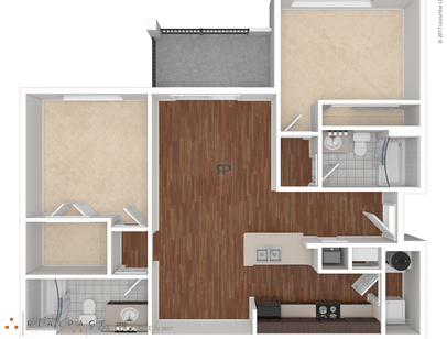 B1: Beds - 2: Baths - 2: SqFt Range - 1038 to 1044