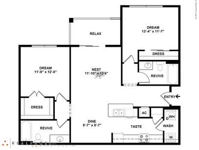 B1: Beds - 2: Baths - 2: SqFt Range - 1038 to 1044
