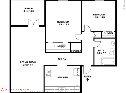 The Windrock: Beds - 2: Baths - 1: SqFt Range - 1000 to 1000