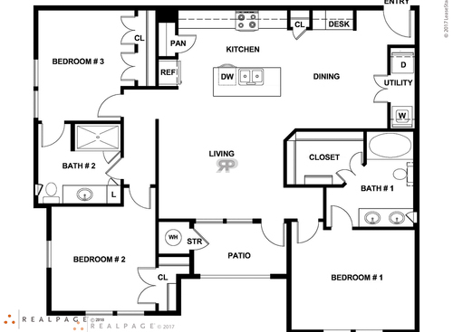 Cypress: Beds - 3: Baths - 2: SqFt Range - 1280 to 1280
