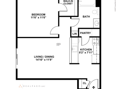 1 BEDROOM: Beds - 1: Baths - 1: SqFt Range - 525 to 525