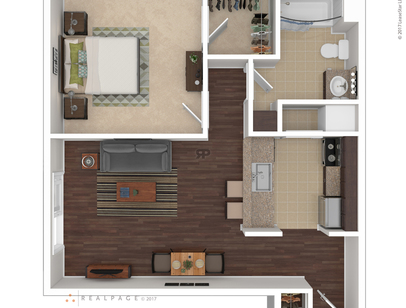 1 BEDROOM: Beds - 1: Baths - 1: SqFt Range - 525 to 525