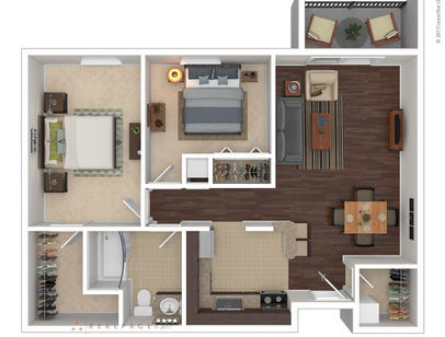 2 BEDROOM: Beds - 2: Baths - 1: SqFt Range - 725 to 725