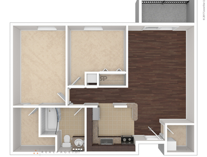 2 BEDROOM: Beds - 2: Baths - 1: SqFt Range - 725 to 725