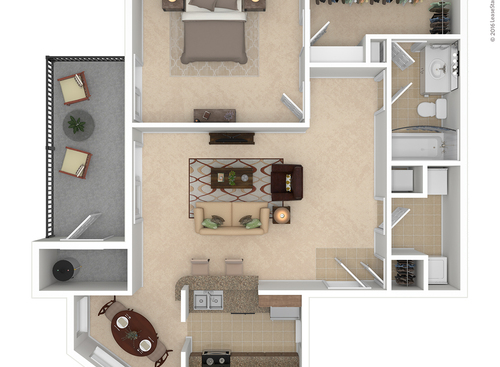 Caroline - Premium: Beds - 1: Baths - 1: SqFt Range - 783 to 783