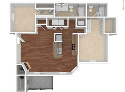 Duval - Plank Flooring: Beds - 2: Baths - 2: SqFt Range - 1040 to 1040