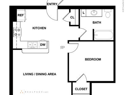 Roosevelt School Apartments - A2 - 1 bed - 1 bath - 536 sf