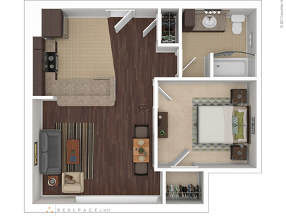Roosevelt School Apartments - A2 - 1 bed - 1 bath - 536 sf