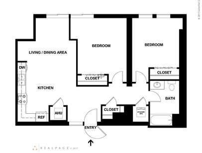 Roosevelt School Apartments - B1 - 2 bed - 1 bath - 751 sf
