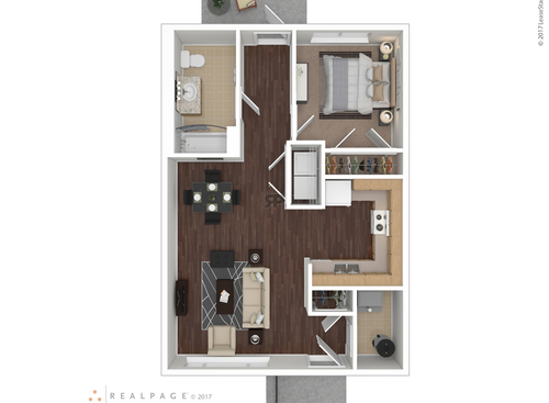 1 Bedroom: Beds - 1: Baths - 1: SqFt Range - 703 to 703