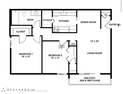 2 Bed / 1 Bath: Beds - 2: Baths - 1: SqFt Range - 865 to 865
