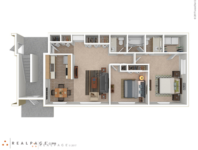 2 Bed / 1.5 Bath Apt.: Beds - 2: Baths - 1.5: SqFt Range - 960 to 960