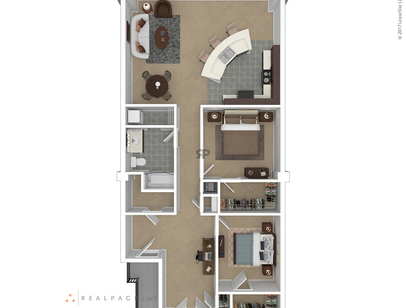 2 Bedroom/ 1 Bathroom: Beds - 2: Baths - 1: SqFt Range - 1338 to 1338
