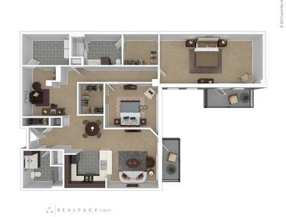 3 Bedroom/ 2 Bathroom: Beds - 3: Baths - 2: SqFt Range - 1217 to 1539