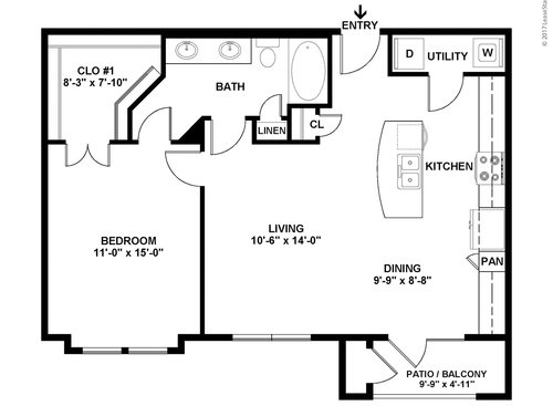 A6: Beds - 1: Baths - 1: SqFt Range - 783 to 783