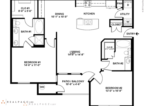 B2: Beds - 2: Baths - 2: SqFt Range - 1102 to 1102