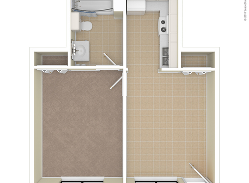 The Ayers: Beds - 1: Baths - 1: SqFt Range - 550 to 550