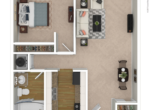 The Ayers: Beds - 1: Baths - 1: SqFt Range - 600 to 600