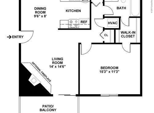 The Ayers: Beds - 1: Baths - 1: SqFt Range - 725 to 725