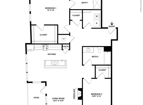 Oliver: Beds - 2: Baths - 2: SqFt Range - 1373 to 1398
