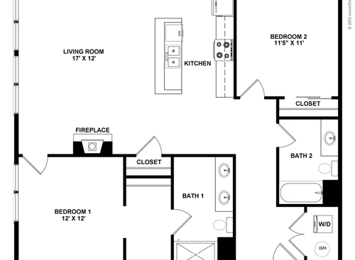 Fitzgerald: Beds - 2: Baths - 2: SqFt Range - 1200 to 1200