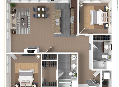 Fitzgerald: Beds - 2: Baths - 2: SqFt Range - 1200 to 1200
