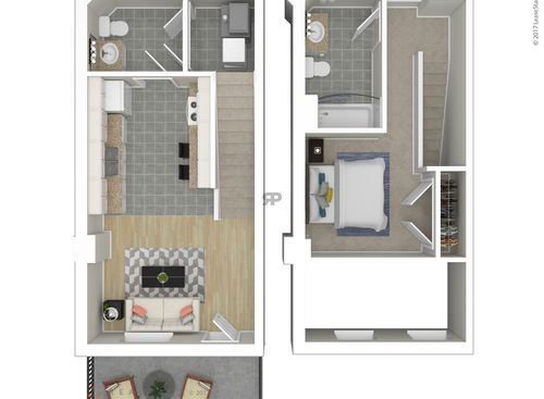 Townhouse : Beds - 1: Baths - 1.5: SqFt Range - 756 to 756