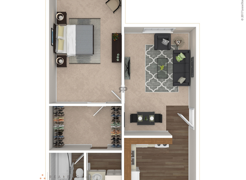 The Ashland: Beds - 1: Baths - 1: SqFt Range - 744 to 744