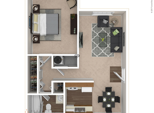 The Ayers: Beds - 1: Baths - 1: SqFt Range - 670 to 670