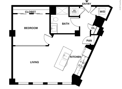One Bedroom, One Bath: D: Beds - 1: Baths - 1: SqFt Range - 633 to 633