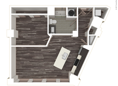 One Bedroom, One Bath: D: Beds - 1: Baths - 1: SqFt Range - 633 to 633