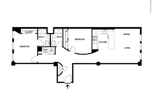 Two Bedroom, Two Bath: A: Beds - 2: Baths - 2: SqFt Range - 1044 to 1044