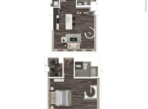One Bedroom, Two Bath: Townhou: Beds - 1: Baths - 2: SqFt Range - 889 to 889