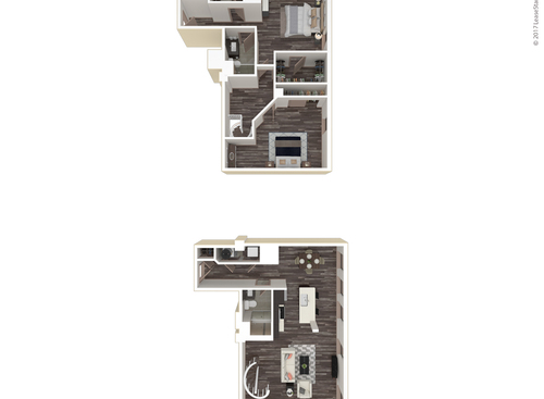 Two Bedroom, Two Bath: Townhou: Beds - 2: Baths - 2: SqFt Range - 1044 to 1044