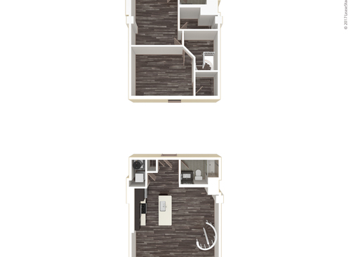 Two Bedroom, Two Bath: Townhou: Beds - 2: Baths - 2: SqFt Range - 988 to 988