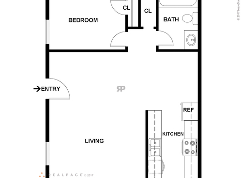 The Ashland: Beds - 1: Baths - 1: SqFt Range - 645 to 645