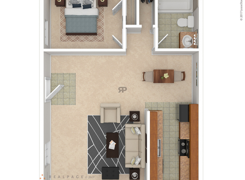 The Ashland: Beds - 1: Baths - 1: SqFt Range - 645 to 645