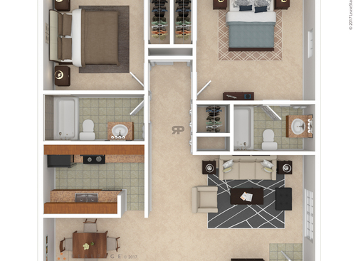 The Belmont: Beds - 2: Baths - 2: SqFt Range - 1008 to 1008