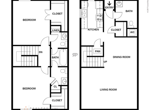The Bleu: Beds - 2: Baths - 1.5: SqFt Range - 1152 to 1152