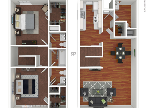 The Bleu: Beds - 2: Baths - 1.5: SqFt Range - 1152 to 1152